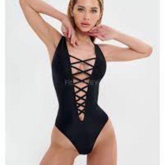 NWT: BonaFide One-Piece Trinity Swimsuit in Black - Picture 2 of 11